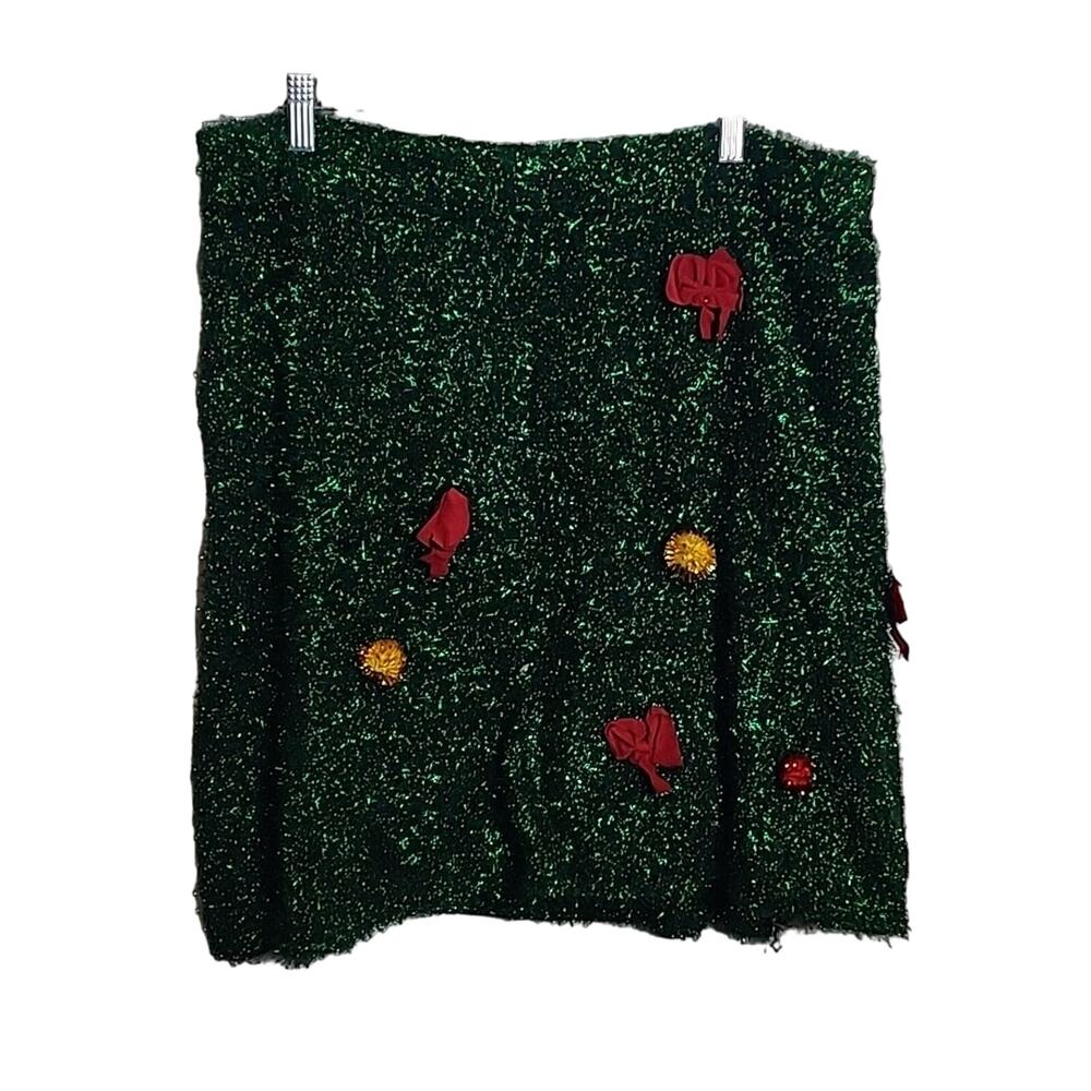 Celebrate Together Green Tinsel Lighted Skater Skirt, NWT